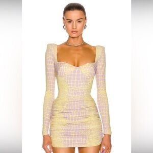 Alex Perry Yellow and Lavender Mini Dress
